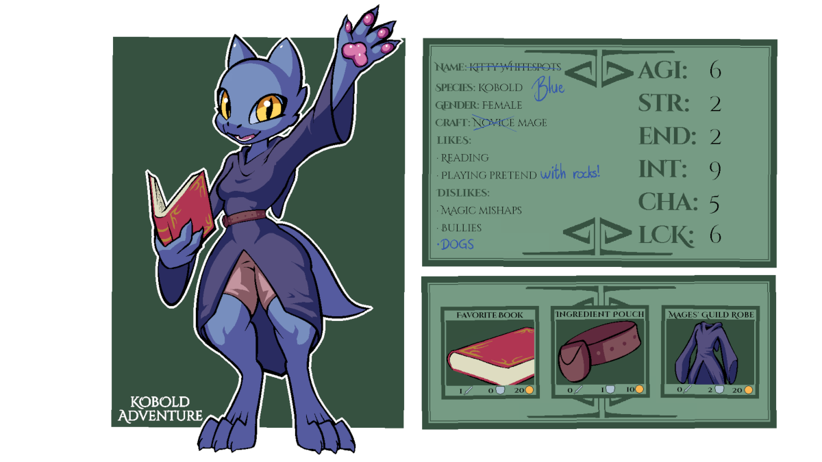 Art by Sneaky Blue's character sheet