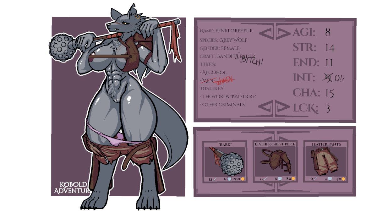 Art by Sneaky Fenri's character sheet (slightly lewd)