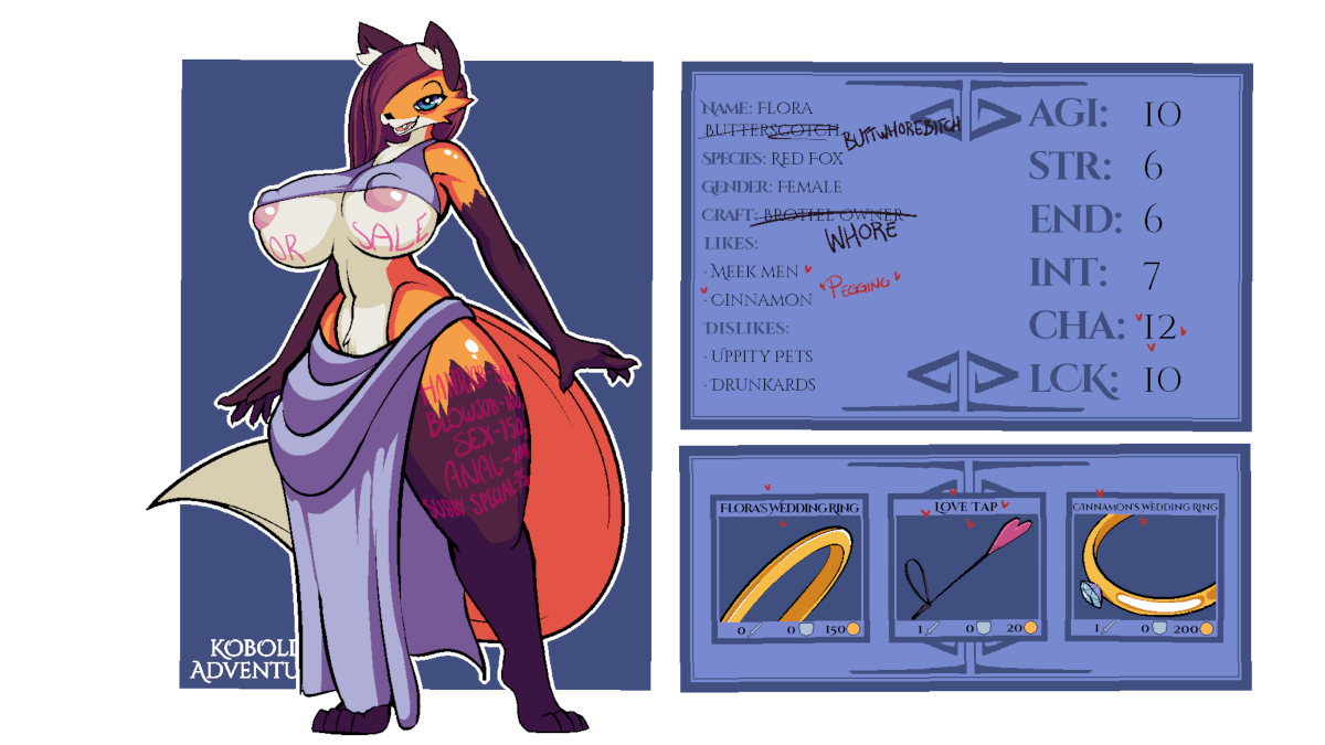 Art by Sneaky Flora's character sheet (slightly lewd)