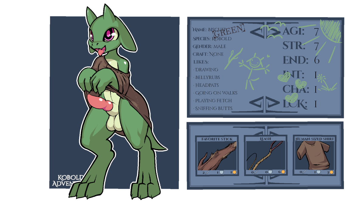 Art by Sneaky Green's character sheet (needy)